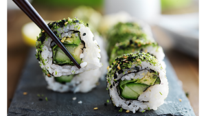 Sushi-Rolls-with-Avocado-and-Cucumber