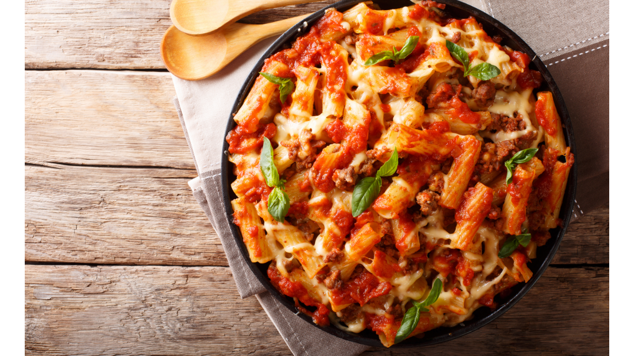 Ziti-with-Bolognese-Sauce-and-Cheese