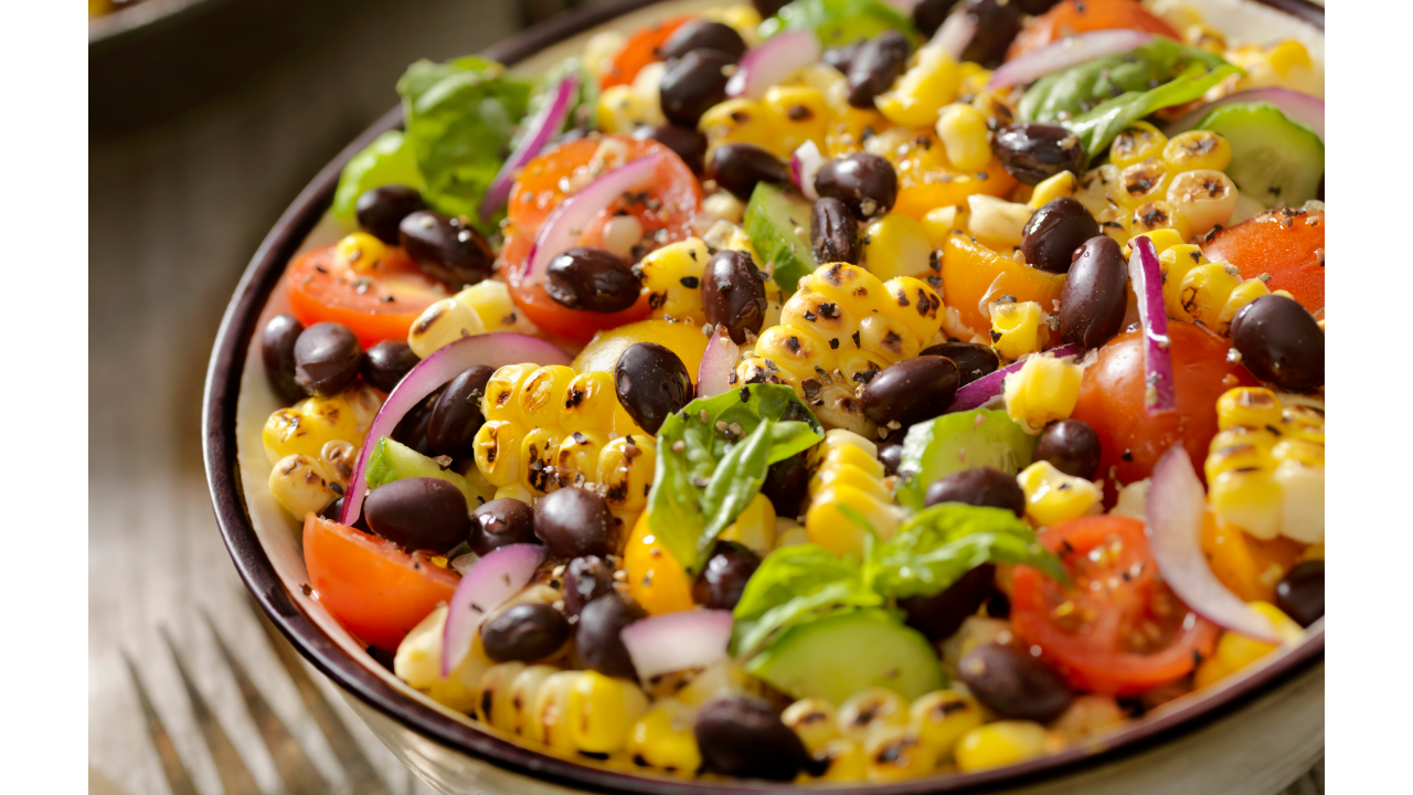 Grilled-corn-and-baked-bean-salad